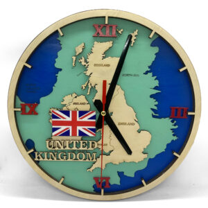 Home UK wooden Map Wall Clock